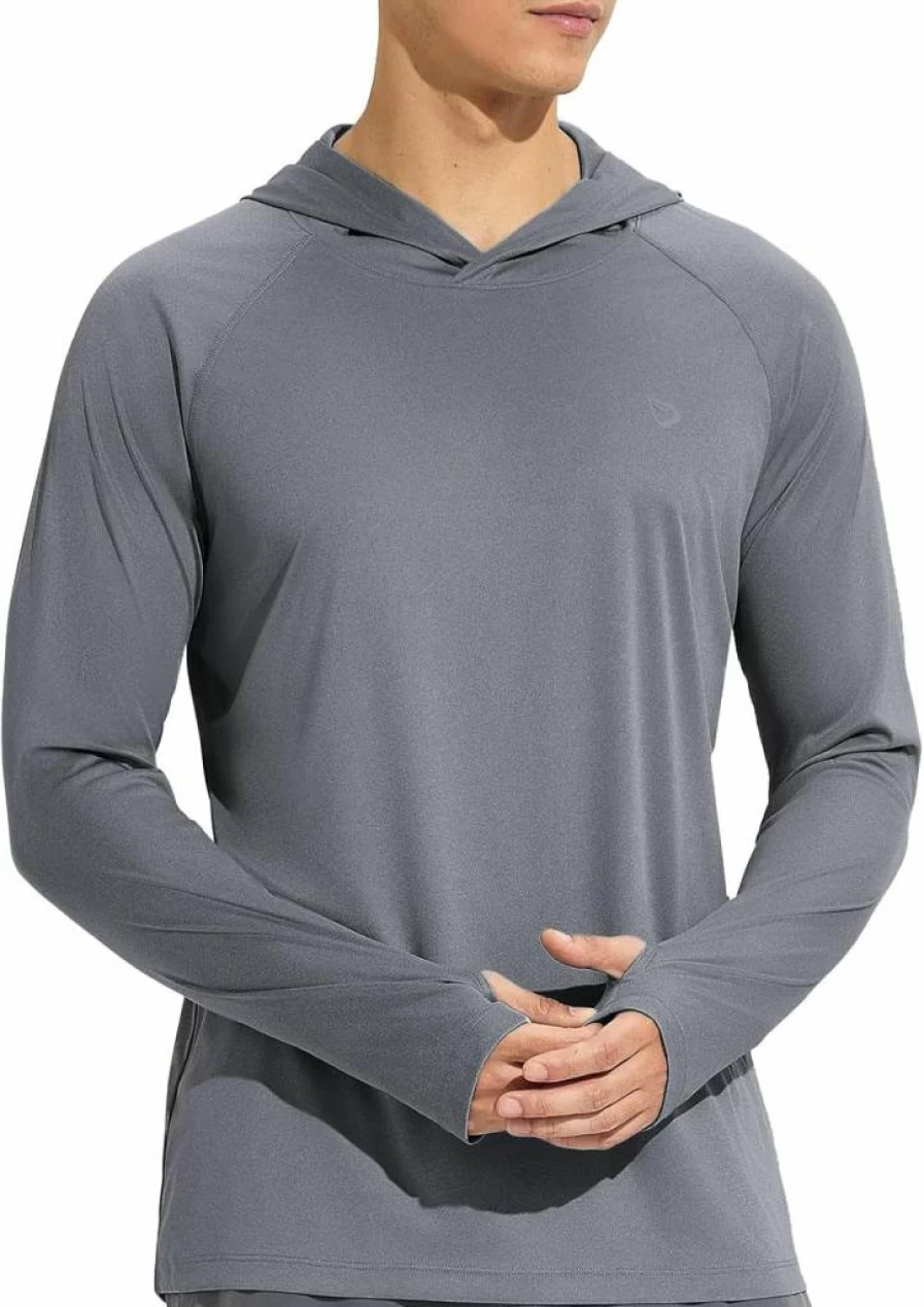 Baleaf Men's UPF 50+ Sun Protection Hoodie - Lightweight Long Sleeve UV Shirt for Fishing, Swimming & Outdoor Activities