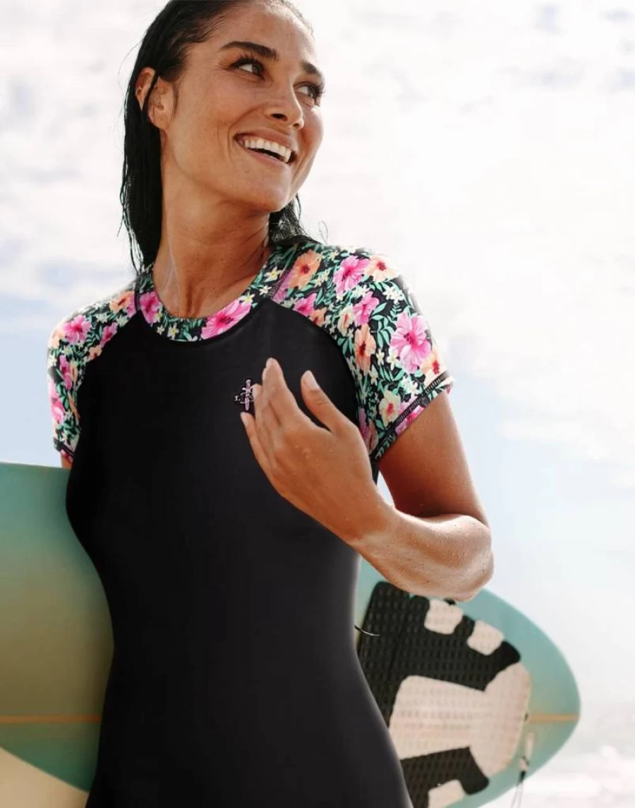 LRD Women's UPF 50 Quick Dry Short Sleeve Swim Shirt - Active Rash Guard for Swimming & Sun Protection