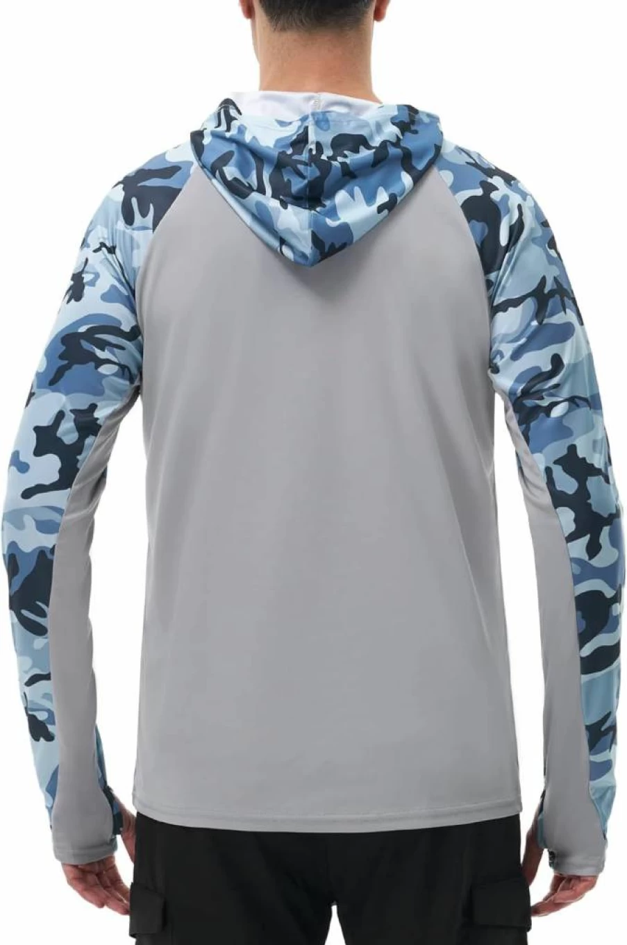 FISHEAL Men's UPF 50 Camo Fishing Hoodie with Thumbholes - Quick-Dry Long Sleeve Sun Protection Shirt for Outdoor Performance