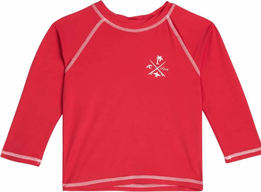 Quad Seven Boys' Long Sleeve Rash Guard Swim Shirt - UPF 50+ Sun Protection for Toddlers (2T, 3T, 4T) - Lightweight Quick-Dry Swim Top for Baby & Kids Beach Pool