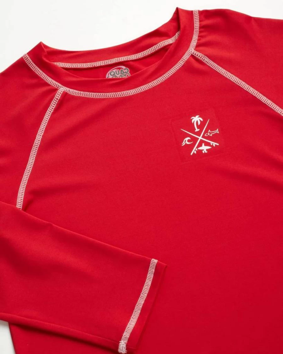 Quad Seven Boys' Long Sleeve Rash Guard Swim Shirt - UPF 50+ Sun Protection for Toddlers (2T, 3T, 4T) - Lightweight Quick-Dry Swim Top for Baby & Kids Beach Pool