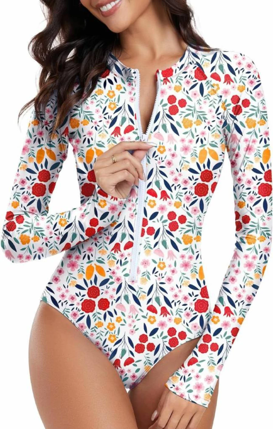 Century Star Women's UPF 50+ Long Sleeve One Piece Swimwear Rash Guard Surfing Bathing Suit Full Coverage Modest Swimsuits for Teen Girls