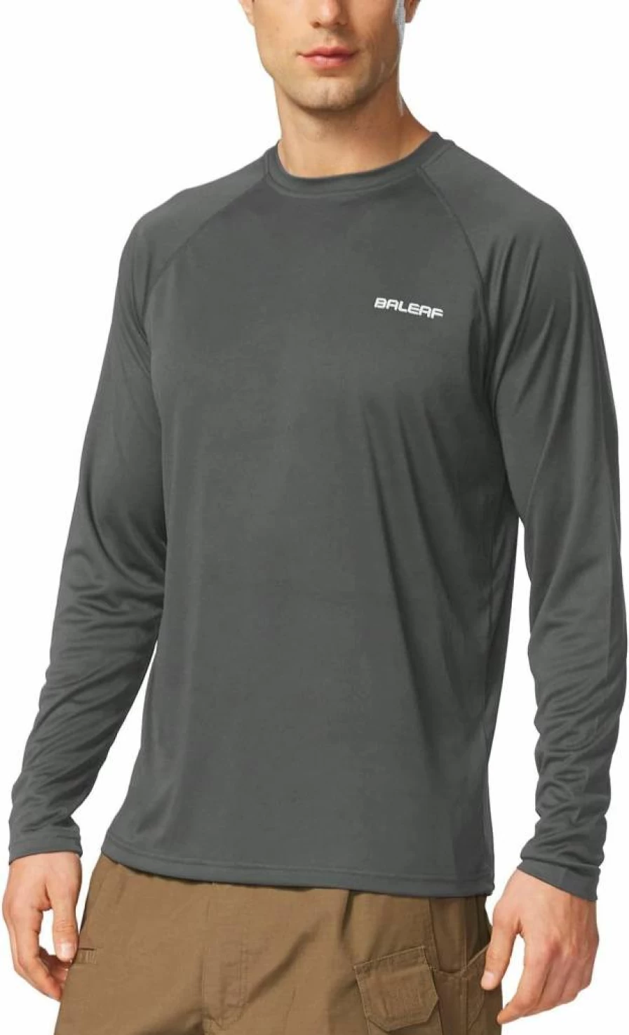 Baleaf Men's UPF 50+ Sun Protection Shirt Long Sleeve Quick Dry Moisture Wicking Rash Guard for Fishing Running Hiking Outdoor Sports
