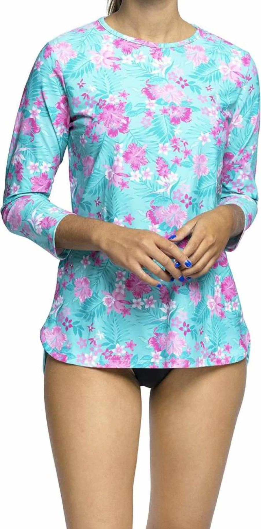 Shira Modest Swimwear Women's 3/4 Sleeve Rash Guard - UPF 50+ Sun Protection for Swimming, Tennis, Beach & Sports | Tznius Athletic Swim Top