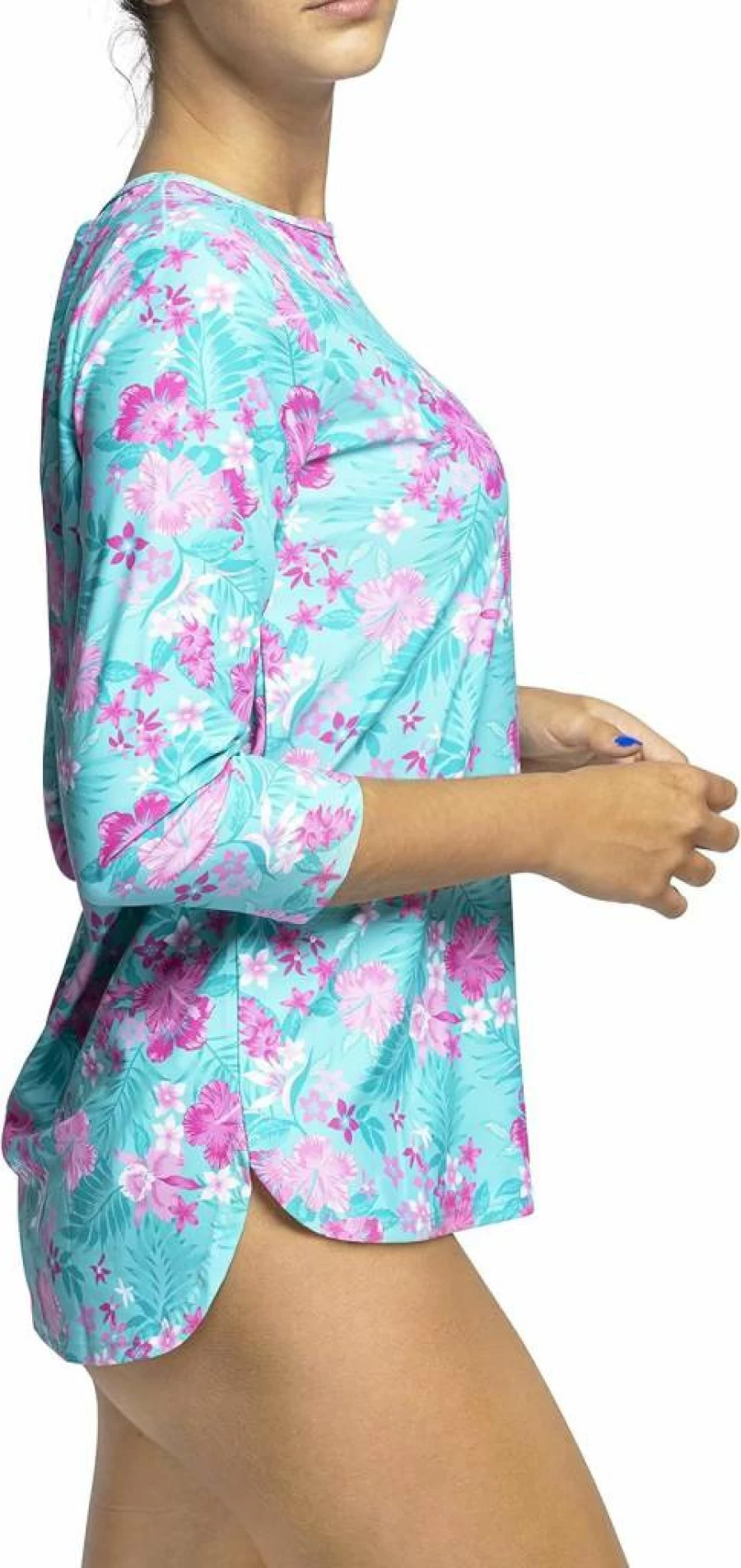Shira Modest Swimwear Women's 3/4 Sleeve Rash Guard - UPF 50+ Sun Protection for Swimming, Tennis, Beach & Sports | Tznius Athletic Swim Top