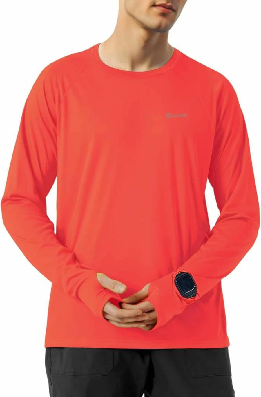 SG Edge Men's UPF 50+ Long Sleeve Rash Guard Shirt with Thumbholes, Quick-Dry & Zip Pocket for Outdoor Activities