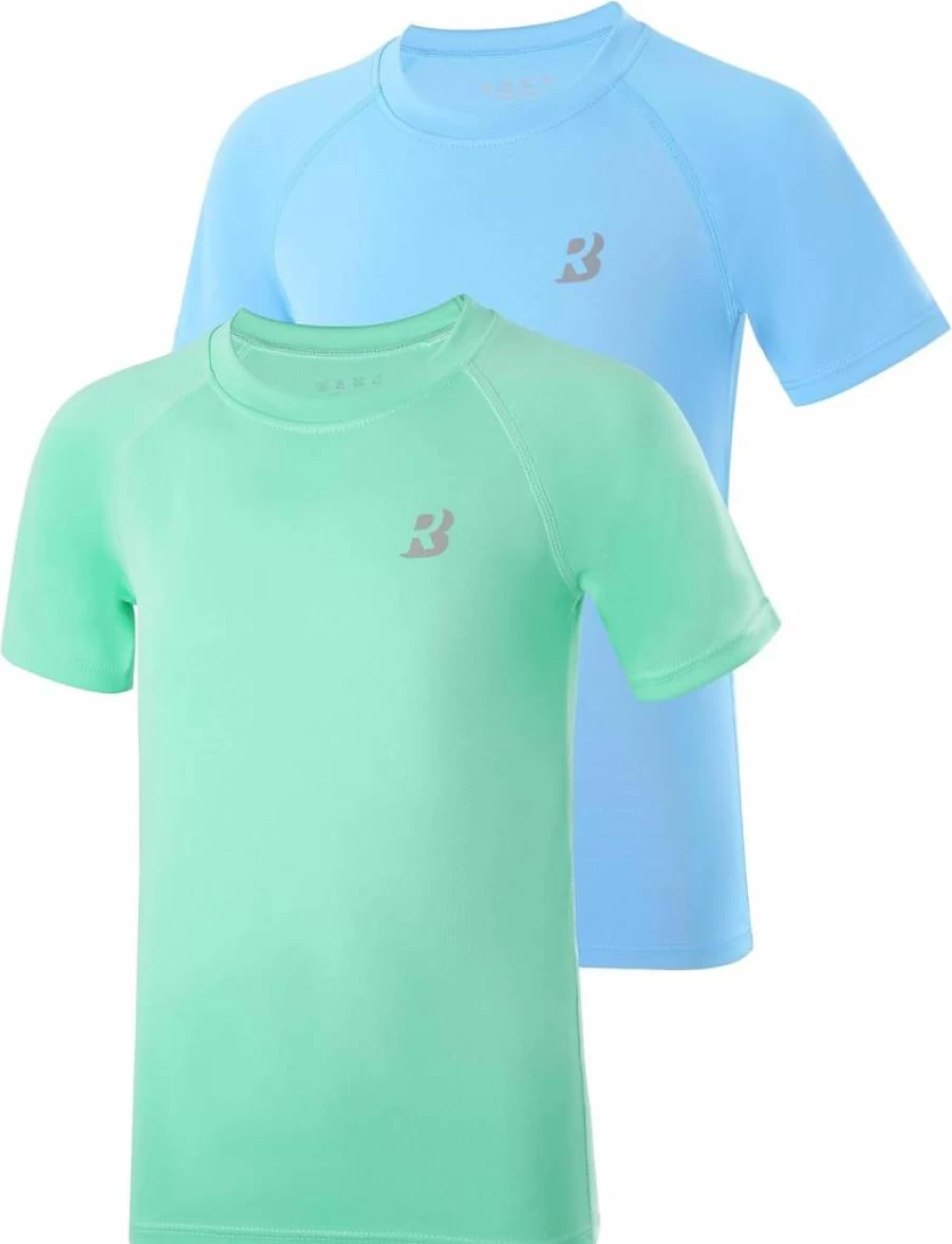 Roadbox UPF 50+ Kids Rash Guard Swim Shirt - Boys Quick Dry Sun Protection Short Sleeve Swimwear