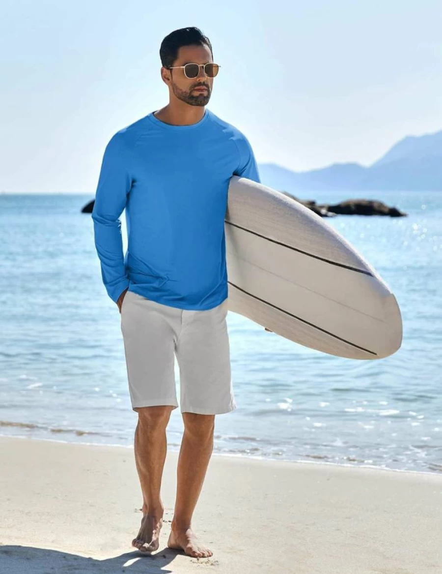 COOFANDY Men's UPF Sun Protection Long Sleeve Rash Guard Shirt - Lightweight Quick Dry Swim & Fishing Shirt