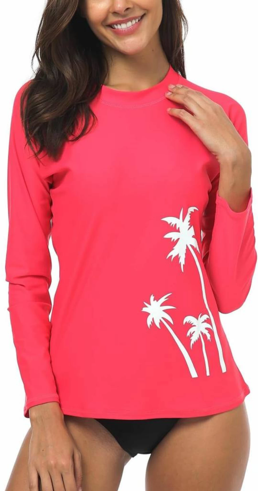 Wetopkim Women's Long Sleeve Rash Guard Swim Top UV Protection Surfing Shirt Quick Dry Swimwear Beach Yoga Sun Shirt