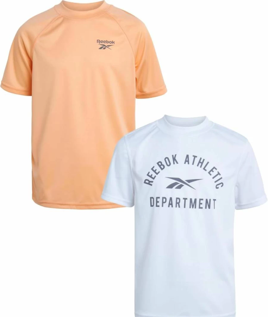 Reebok Boys UPF 50+ Sun Protection Swim Shirts - 2 Pack Quick-Dry Rash Guard Tops for Summer Swimming & Outdoor Activities