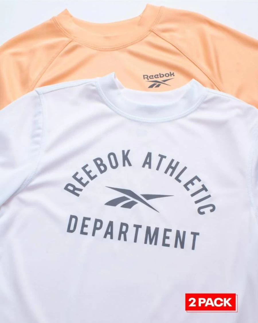 Reebok Boys UPF 50+ Sun Protection Swim Shirts - 2 Pack Quick-Dry Rash Guard Tops for Summer Swimming & Outdoor Activities