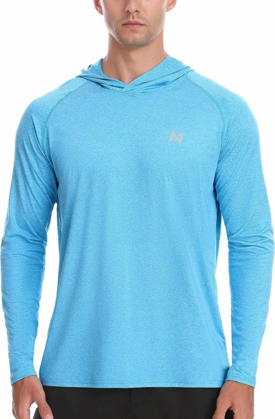 Isnowood Men's UPF 50+ Sun Protection Hoodie - Long Sleeve UV Rash Guard Shirt for Fishing, Running, Hiking & Outdoor Workouts