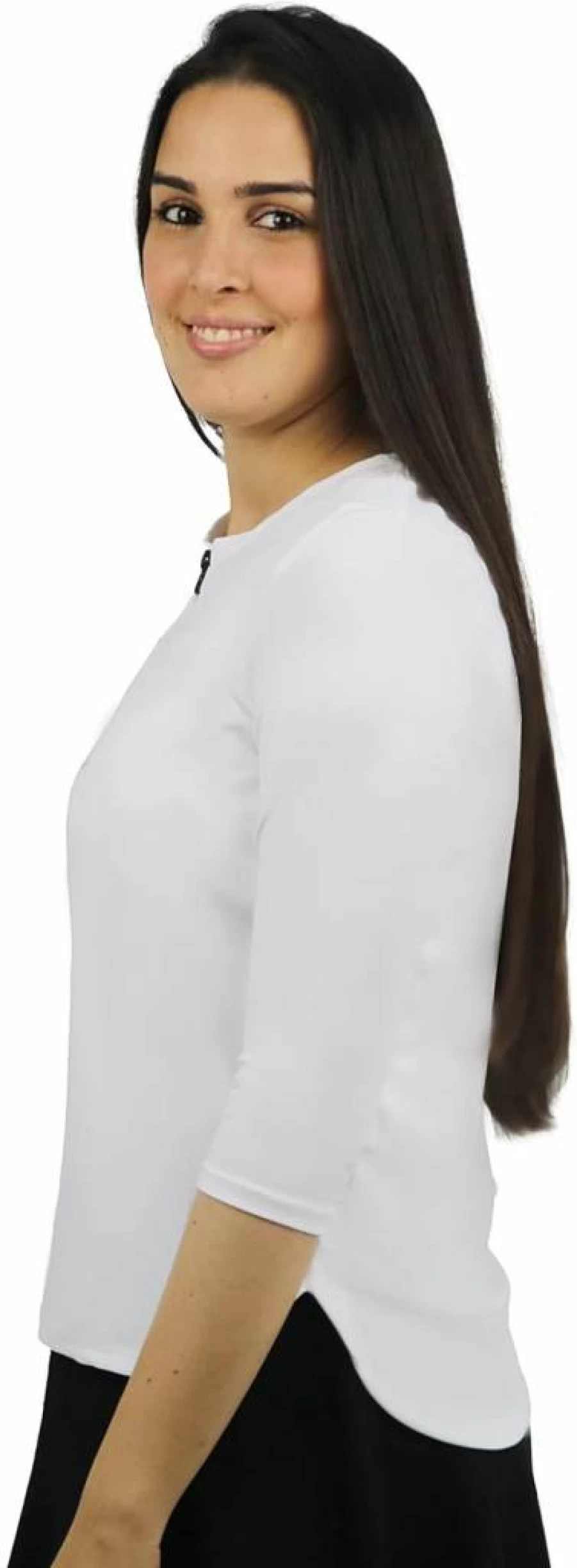 Shira Modest Swimwear Women's 3/4 Sleeve Rash Guard with Zipper - Modest Tznius Swim Shirt for Swimming