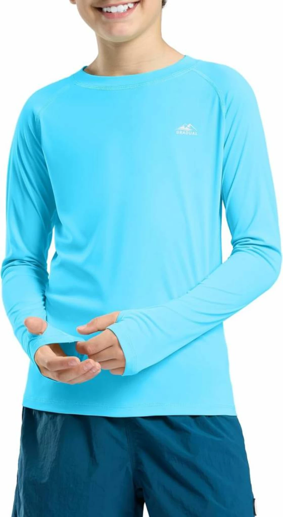 G Gradual Boys UPF 50+ Long Sleeve Rash Guard Swim Shirt - Quick Dry Lightweight Sun Protection Shirt for Kids Swimming & Water Activities