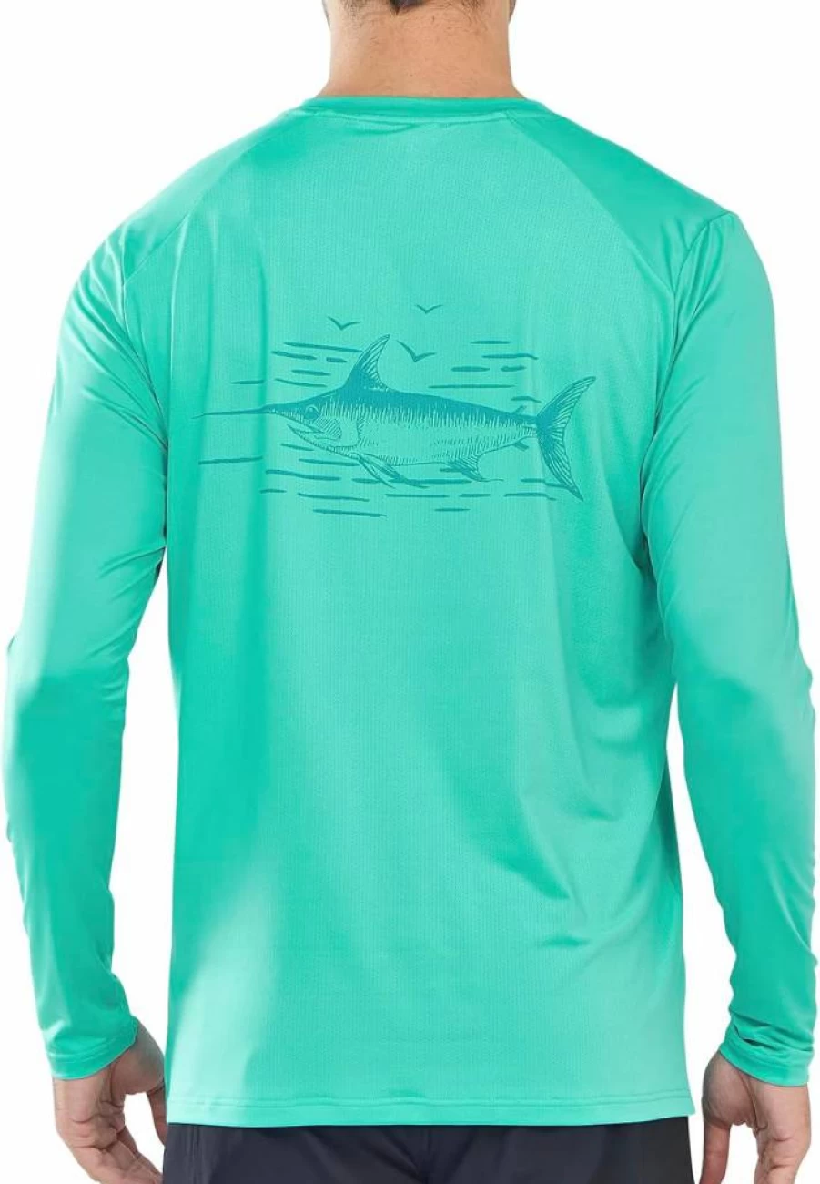 NORTHYARD Men's UPF 50+ Long Sleeve Rash Guard Shirt - Sun Protection, Quick Dry, Lightweight SPF Swim & UV Shirt for Beach, Fishing, Swimming