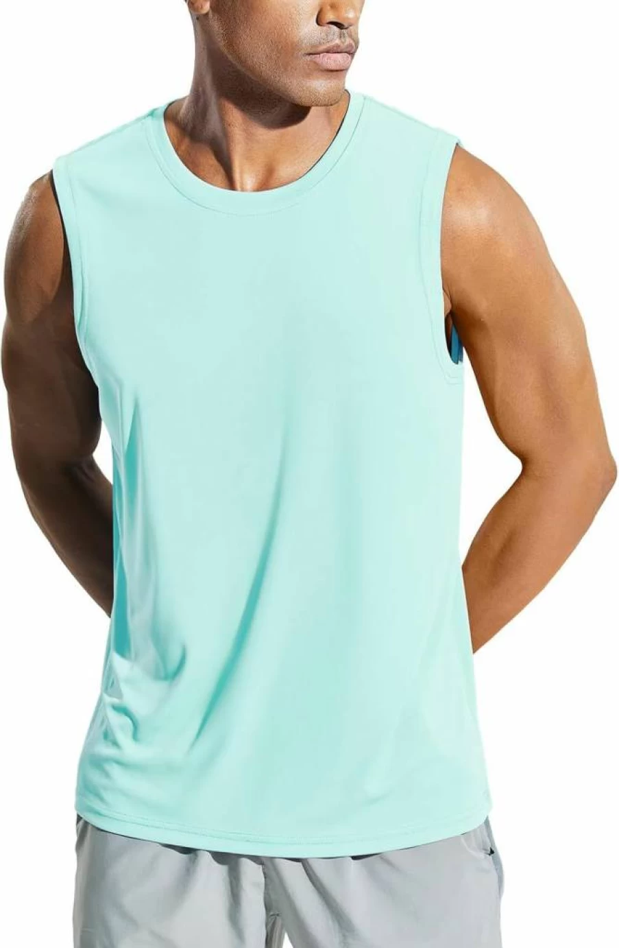 MIER Men's UPF 50+ UV Protection Sleeveless Shirt - Quick Dry Workout & Swim Tank Top for Running