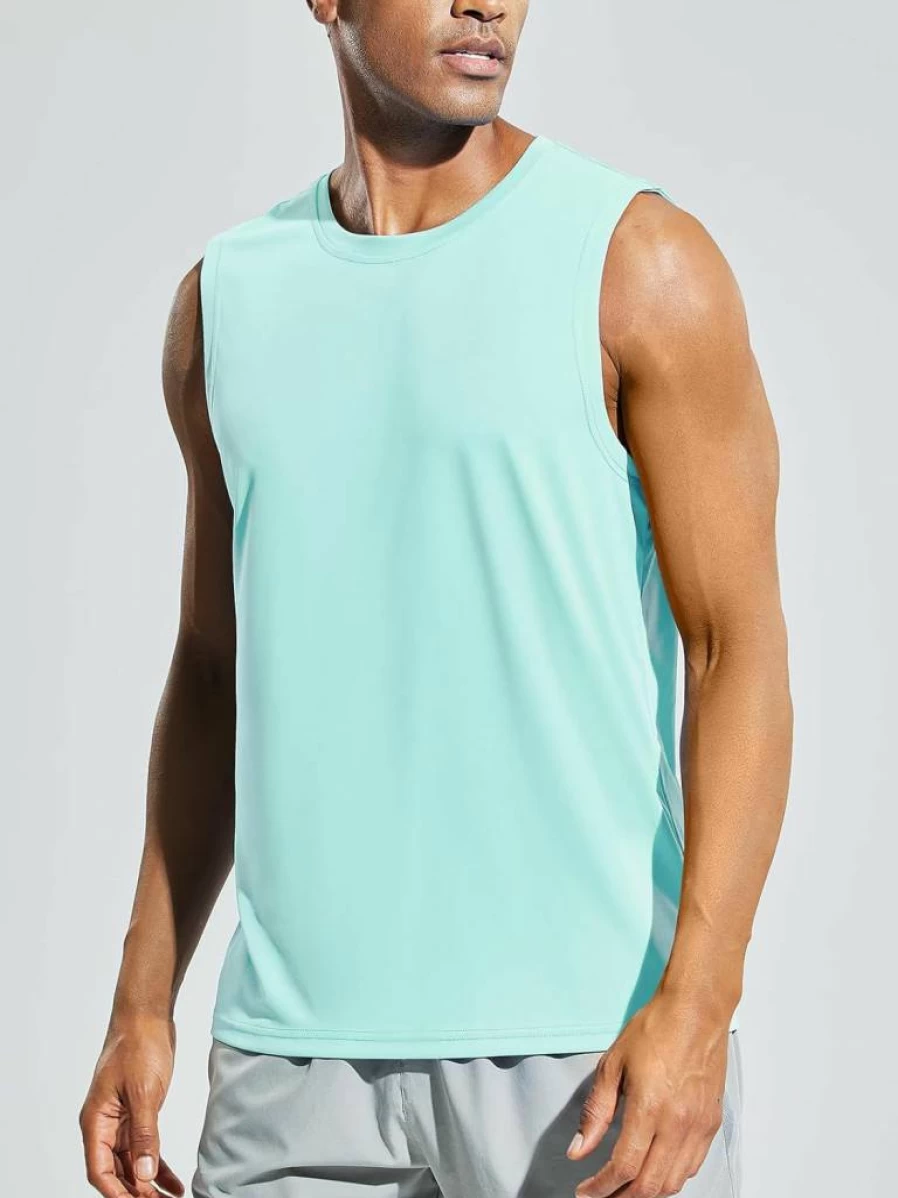 MIER Men's UPF 50+ UV Protection Sleeveless Shirt - Quick Dry Workout & Swim Tank Top for Running