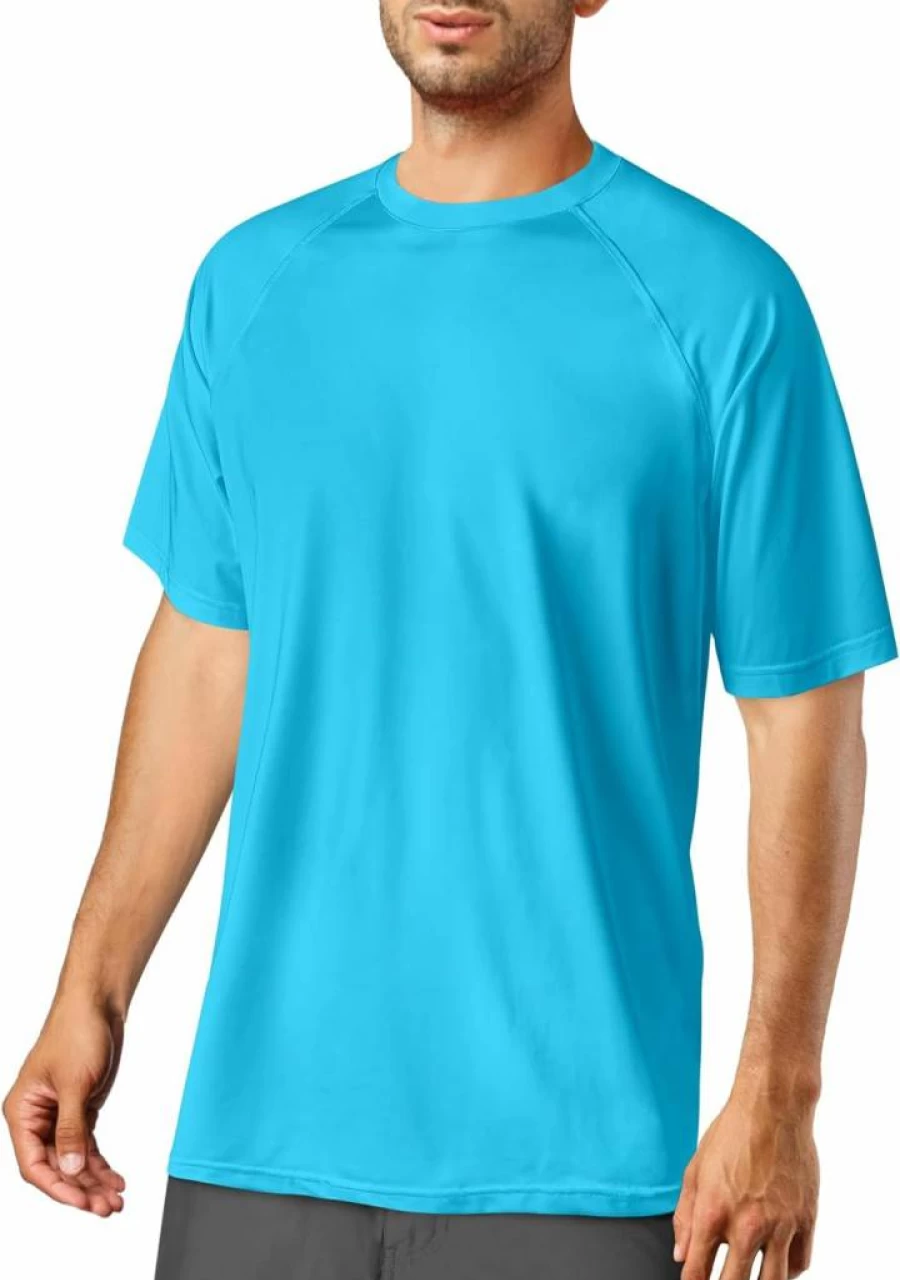 JumGear Men's UPF 50+ Sun Protection Rash Guard Shirt - Quick Dry Lightweight UV Swim & Fishing Shirt Short Sleeve