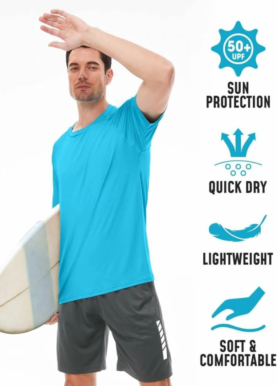 JumGear Men's UPF 50+ Sun Protection Rash Guard Shirt - Quick Dry Lightweight UV Swim & Fishing Shirt Short Sleeve