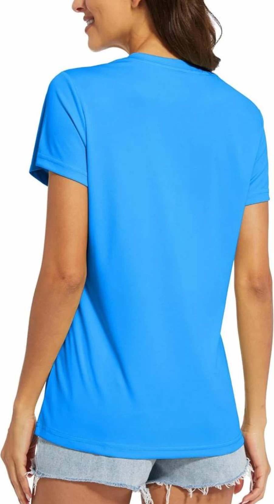 MAGCOMSEN Women's V-Neck Quick-Dry Athletic T-Shirt UPF 50+ Sun Protection Short Sleeve Performance Top