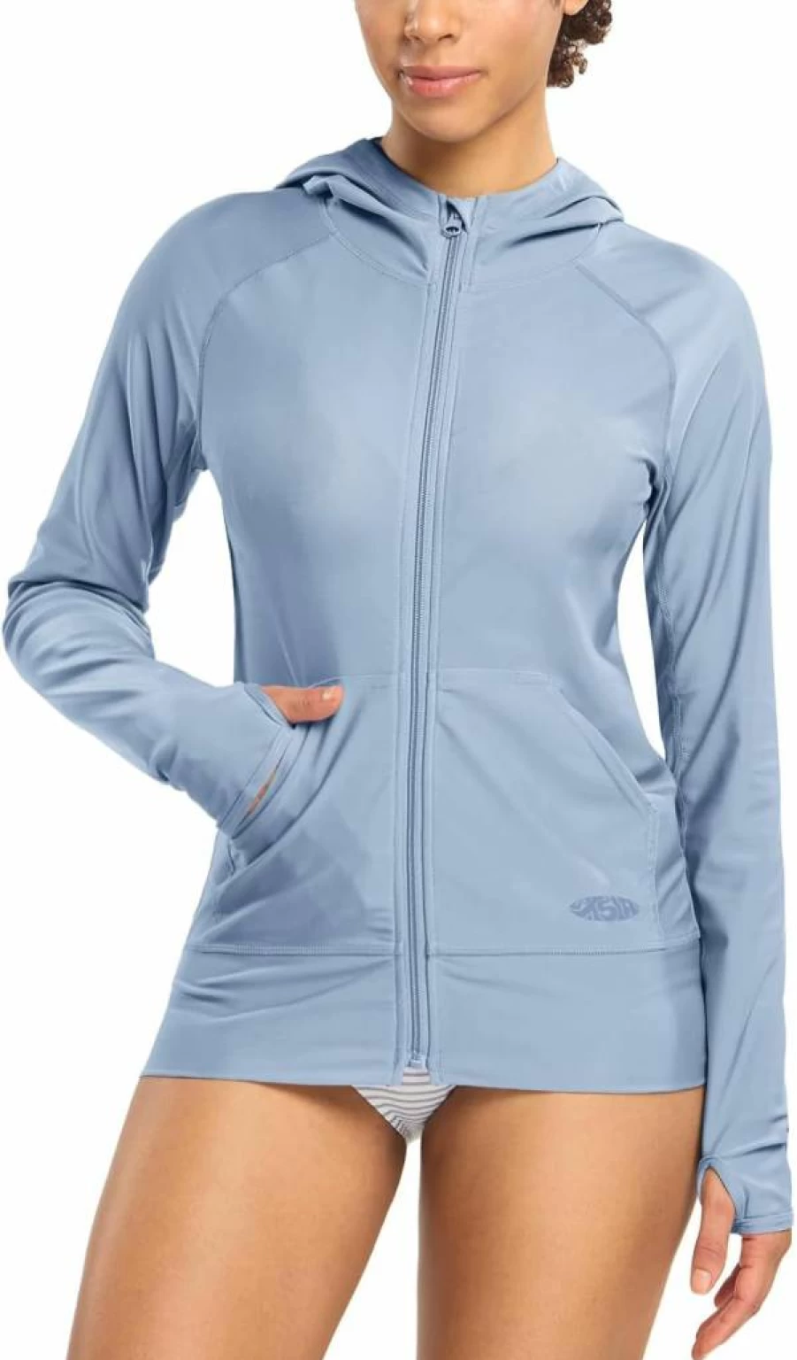 TSLA Women's UPF 50+ Zip Front Hoodie Rash Guard - Long Sleeve UV Sun Protection Swim Shirt & Wetsuit Top