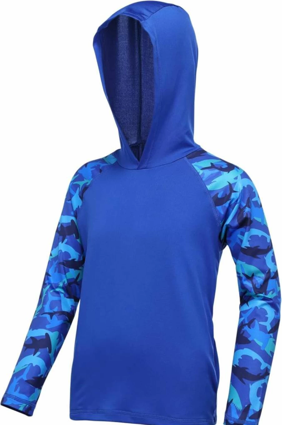 DRONIRING Boys UPF 50+ Sun Protection Hooded Rash Guard Swim Shirt Long Sleeve UV Fishing Shirt for Youth Kids