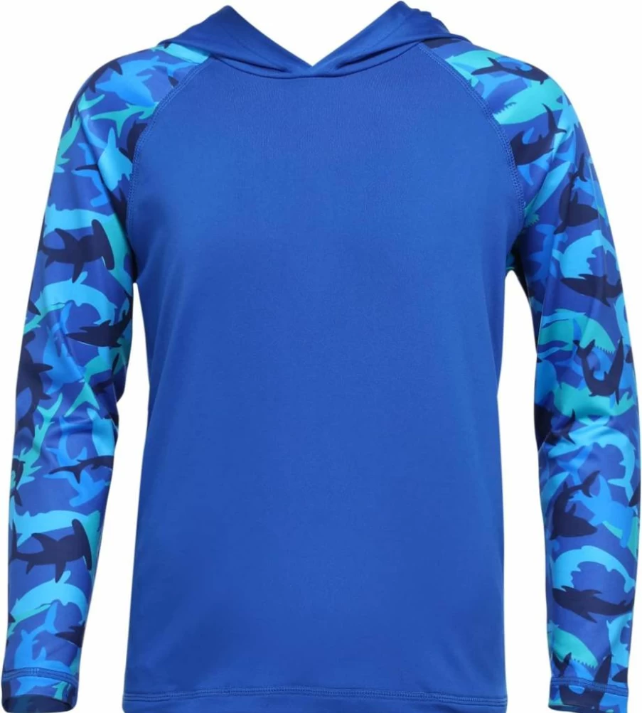 DRONIRING Boys UPF 50+ Sun Protection Hooded Rash Guard Swim Shirt Long Sleeve UV Fishing Shirt for Youth Kids