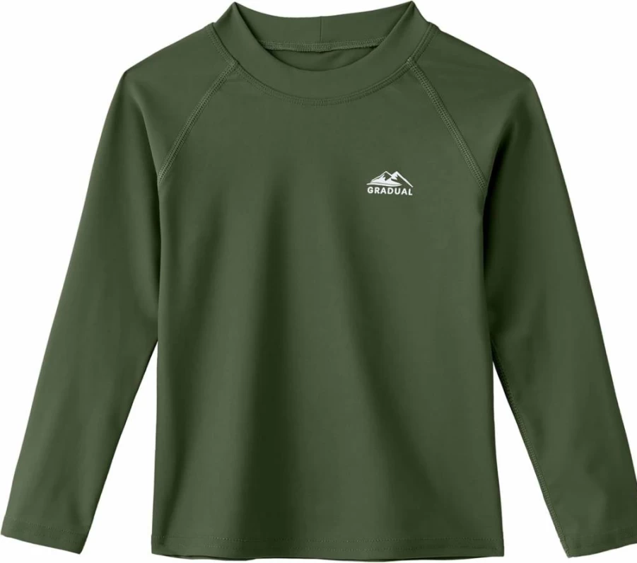 G Gradual Boys UPF 50+ Long Sleeve Rash Guard Swim Shirt - Quick Dry Sun Protection Shirt for Toddler & Kids