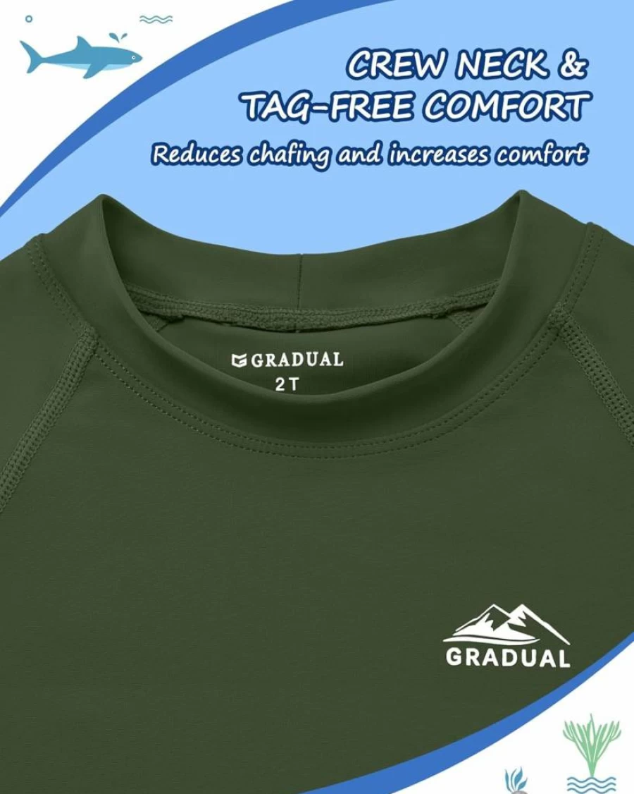 G Gradual Boys UPF 50+ Long Sleeve Rash Guard Swim Shirt - Quick Dry Sun Protection Shirt for Toddler & Kids