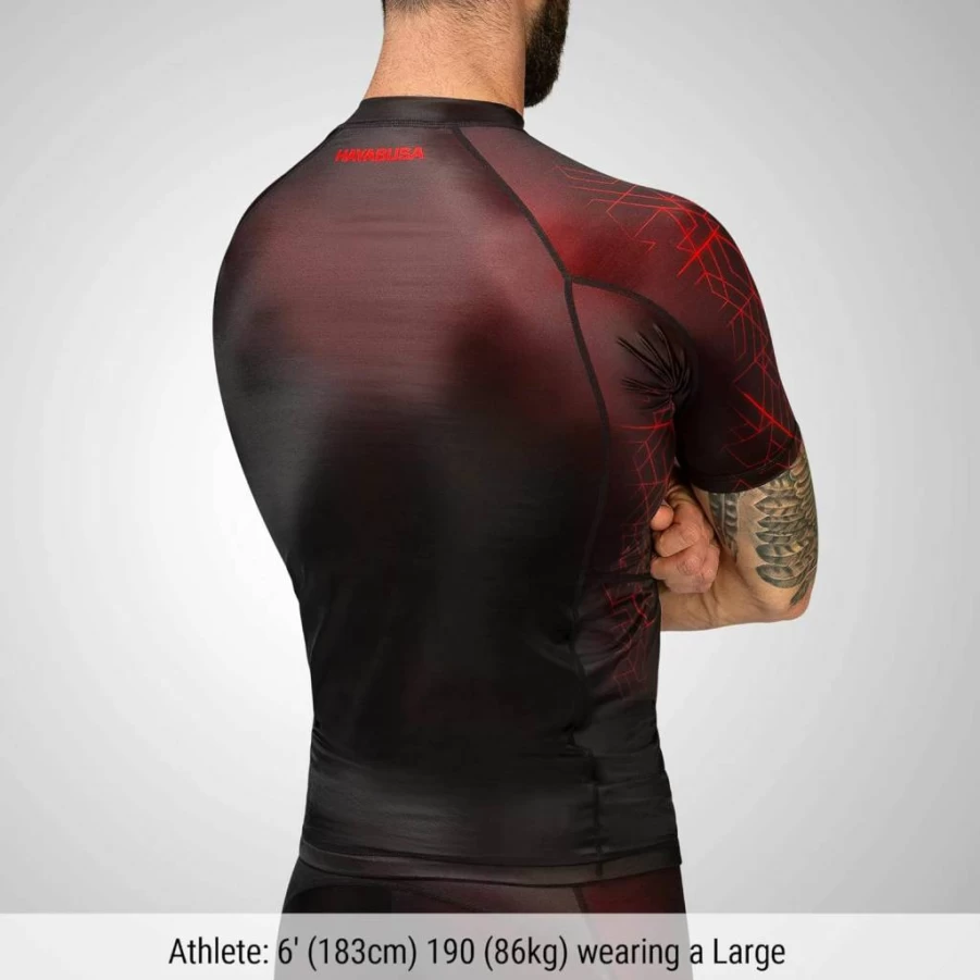 Hayabusa Geo BJJ Rash Guard Short Sleeve - Lightweight & Durable Brazilian Jiu-Jitsu Training Shirt for Men & Women