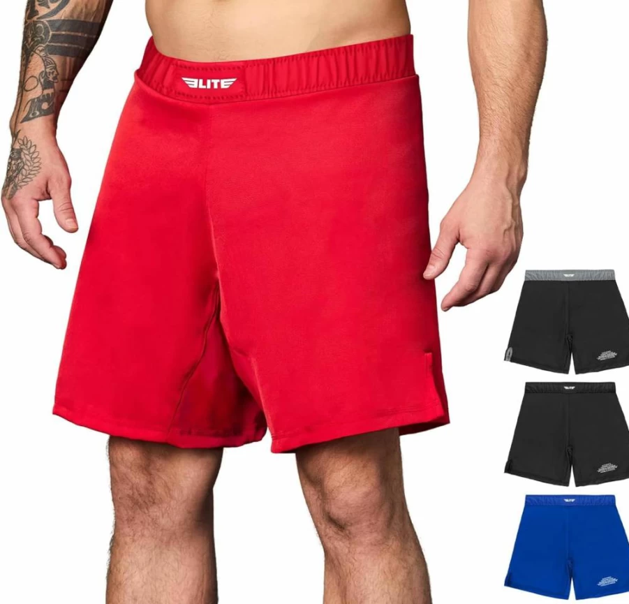 Elite Sports Men's BJJ & MMA Shorts for No-Gi Jiu Jitsu, Grappling, Boxing, Kickboxing, and UFC Training