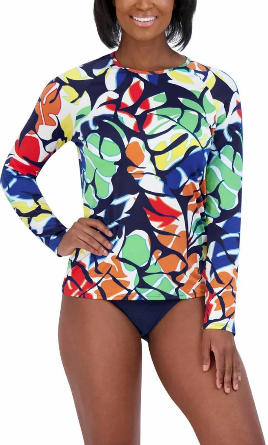 Nautica Women's Quick-Dry Rashguard with UPF 50+ Sun Protection - Swim Shirt for Beach, Pool, Yoga, Hiking & Active Sports