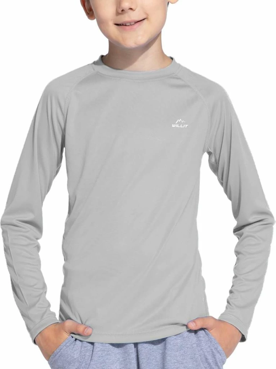Willit Boys UPF 50+ Sun Protective Long Sleeve Rash Guard Swim Shirt - Youth SPF Quick Dry Fishing Shirt