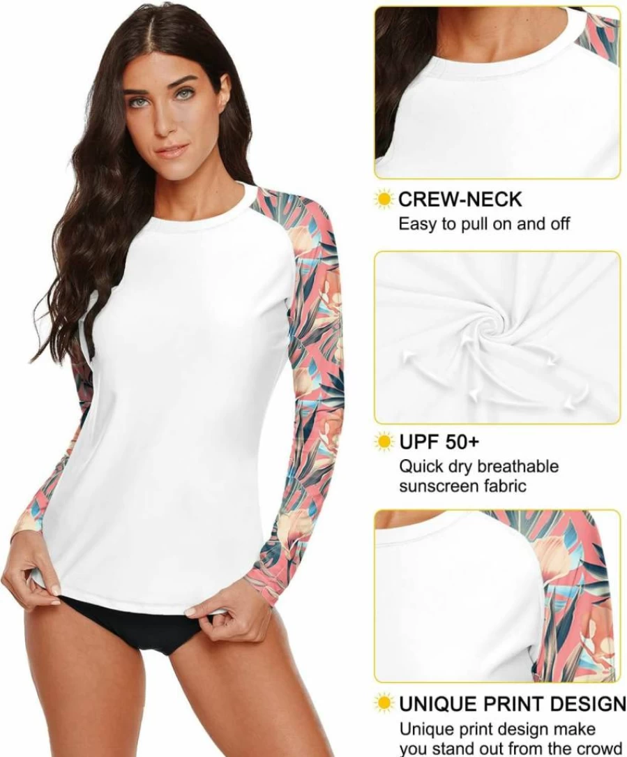 BesserBay Women's UPF 50+ Long Sleeve Rash Guard Swim Shirt for Sun Protection
