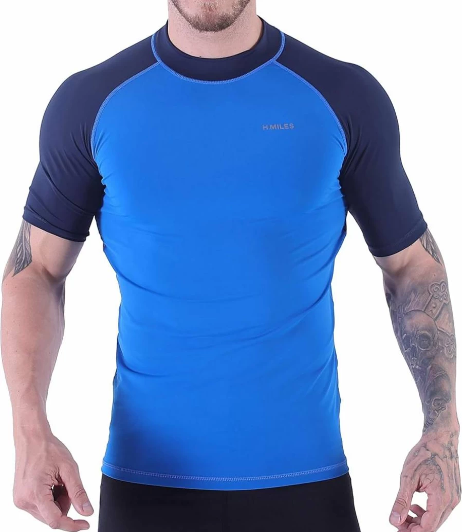 V VICROAD Men's UPF 50+ Quick Dry Rash Guard Shirt - Loose Fit Diving & Surfing Swim Top for Athletic Performance