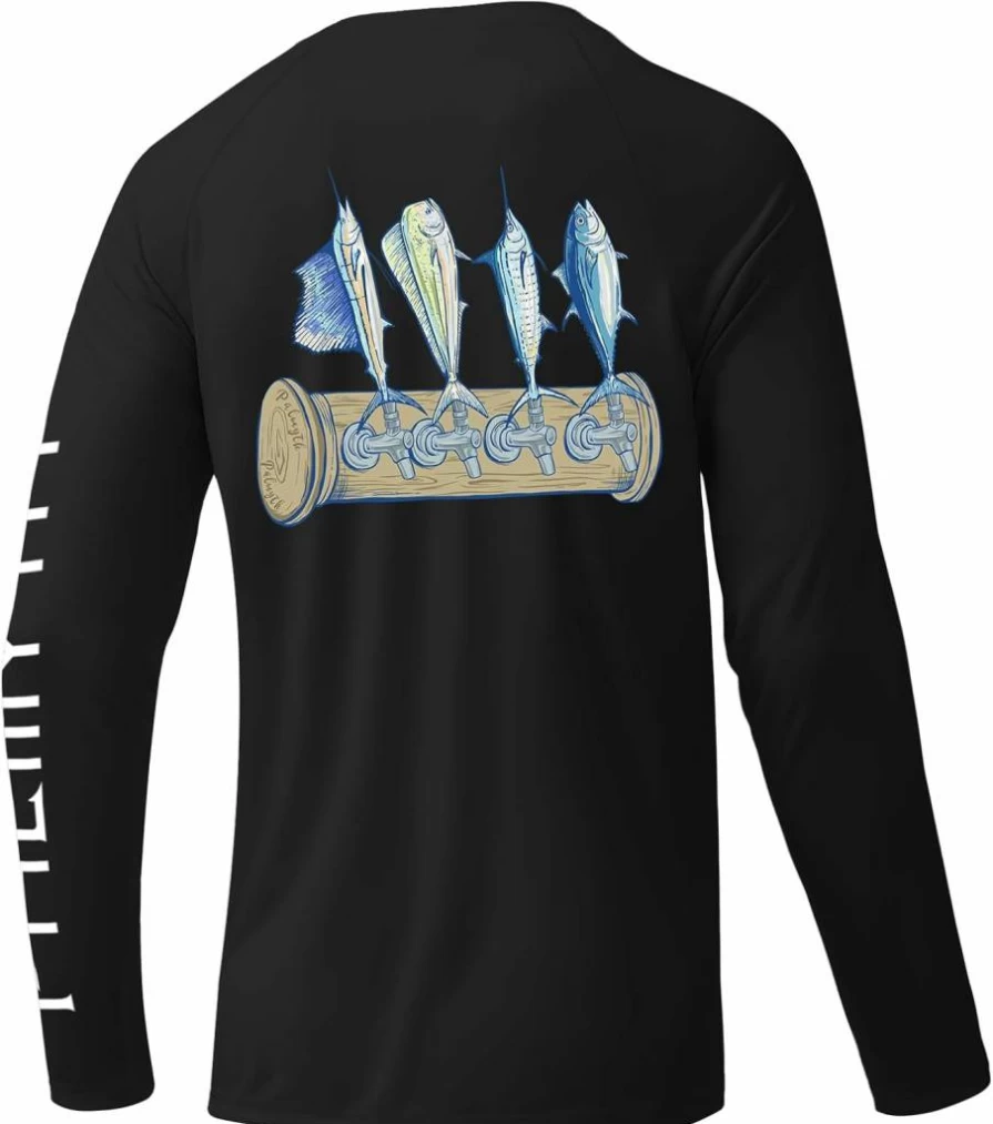Palmyth Men's UPF 50+ Sun Protection Long Sleeve Fishing Shirt - Moisture Wicking Rash Guard Tee for Outdoor Activities
