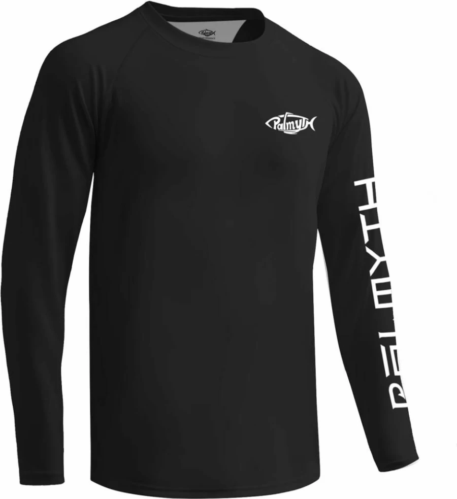 Palmyth Men's UPF 50+ Sun Protection Long Sleeve Fishing Shirt - Moisture Wicking Rash Guard Tee for Outdoor Activities