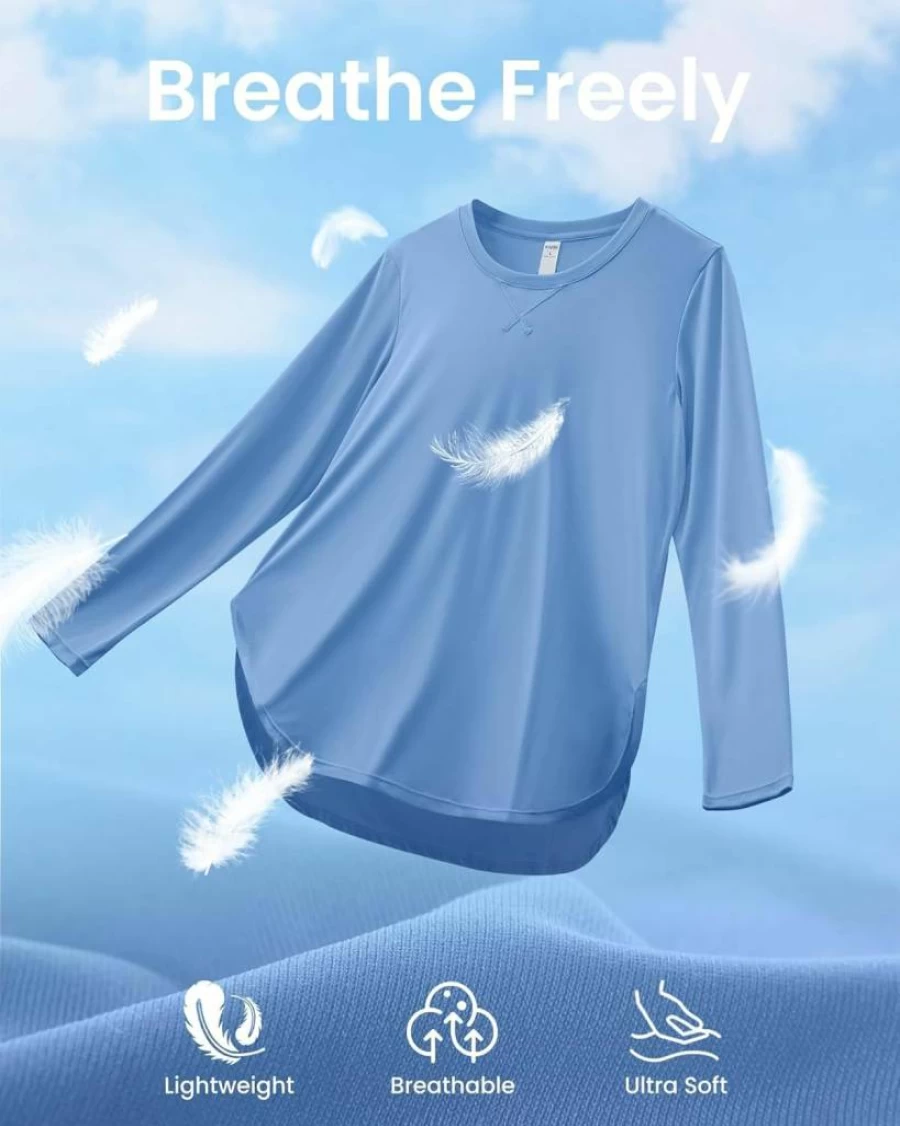 G4Free Women's UPF 50+ UV Protection Long Sleeve Sun Shirt - Lightweight Quick Dry Workout Top for Hiking, Gym & Outdoor Activities