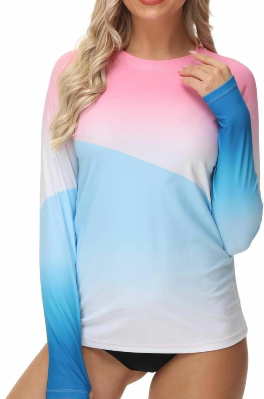 VAYAGER Women's Long Sleeve Rash Guard UPF 50+ Quick Dry Swim Shirt with Thumb Holes for Surfing Swimming Beach & Water Sports