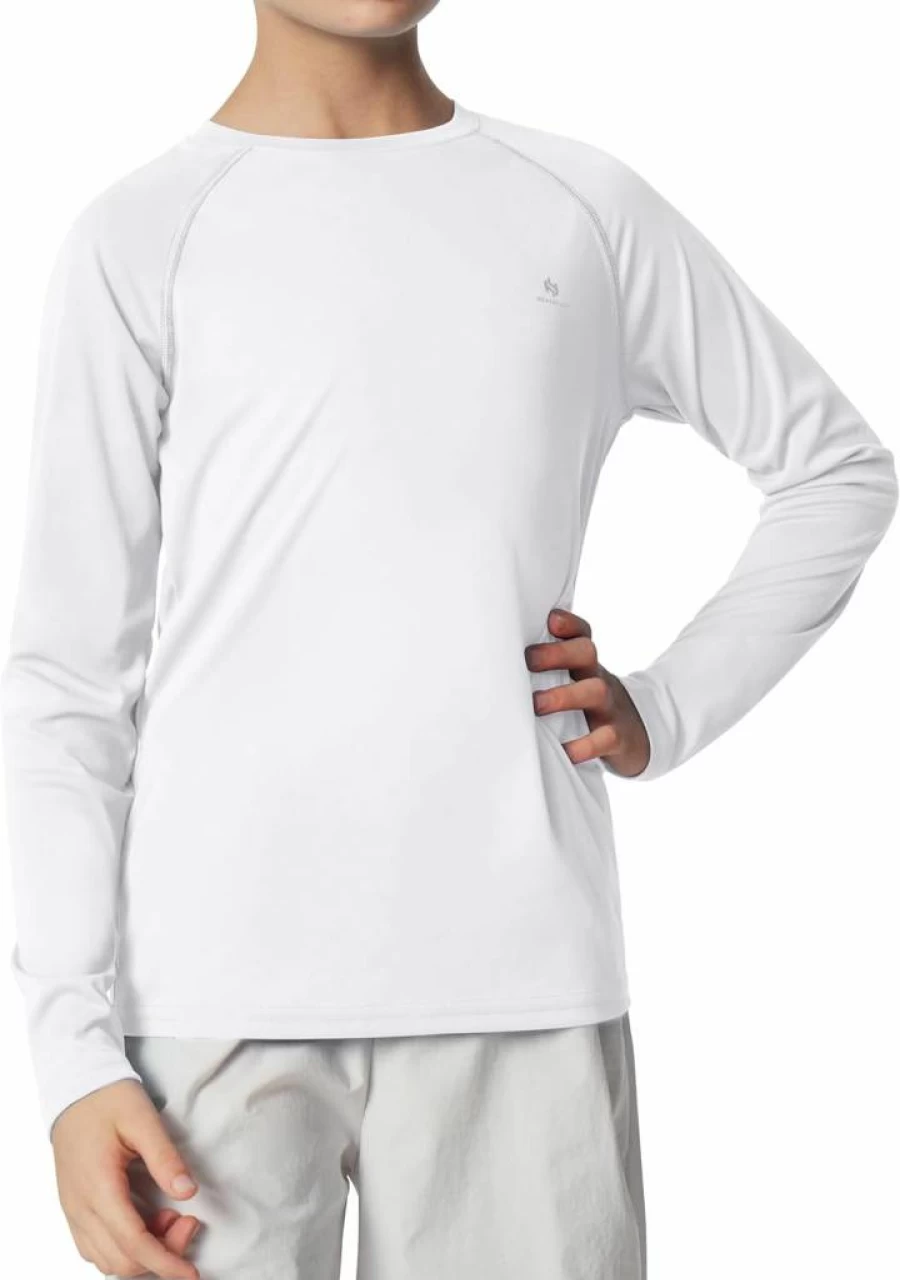 Heathyoga UPF 50+ Boys Sun Protection Swim Shirt with Hood & Long Sleeve - UV Rash Guard for Kids