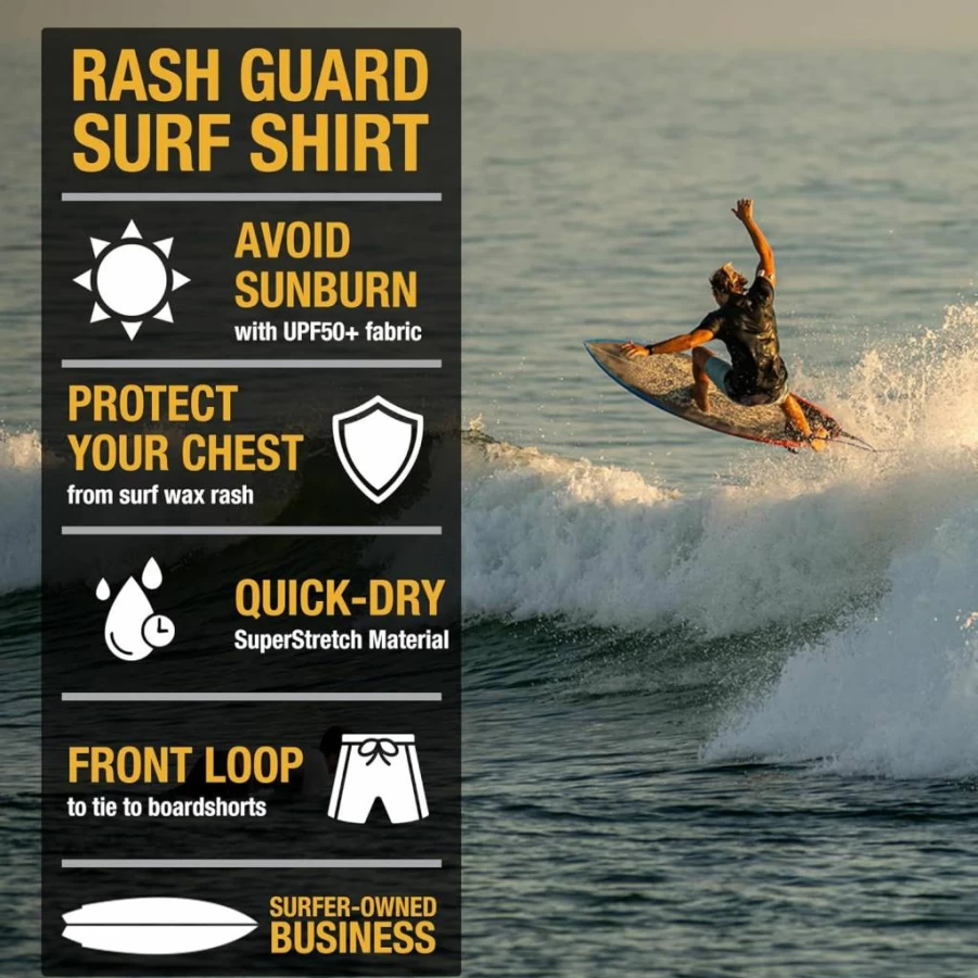 Ho Stevie! Men's UPF 50+ Short Sleeve Rash Guard - Loose Fit Surf & Swim Shirt for UV Protection