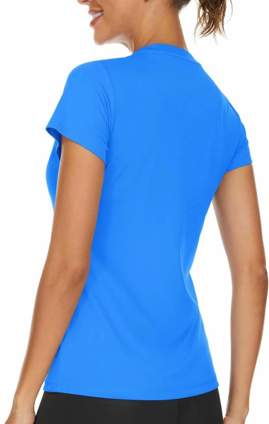 TACVASEN Women's UPF 50+ V-Neck Athletic T-Shirt - Quick Dry Short Sleeve Workout Top for Running & Sun Protection