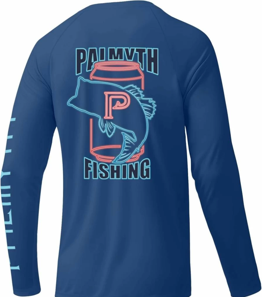 Palmyth Men's UPF 50+ Sun Protection Long Sleeve Fishing Shirt - UV Rash Guard T-Shirt for Outdoor Activities