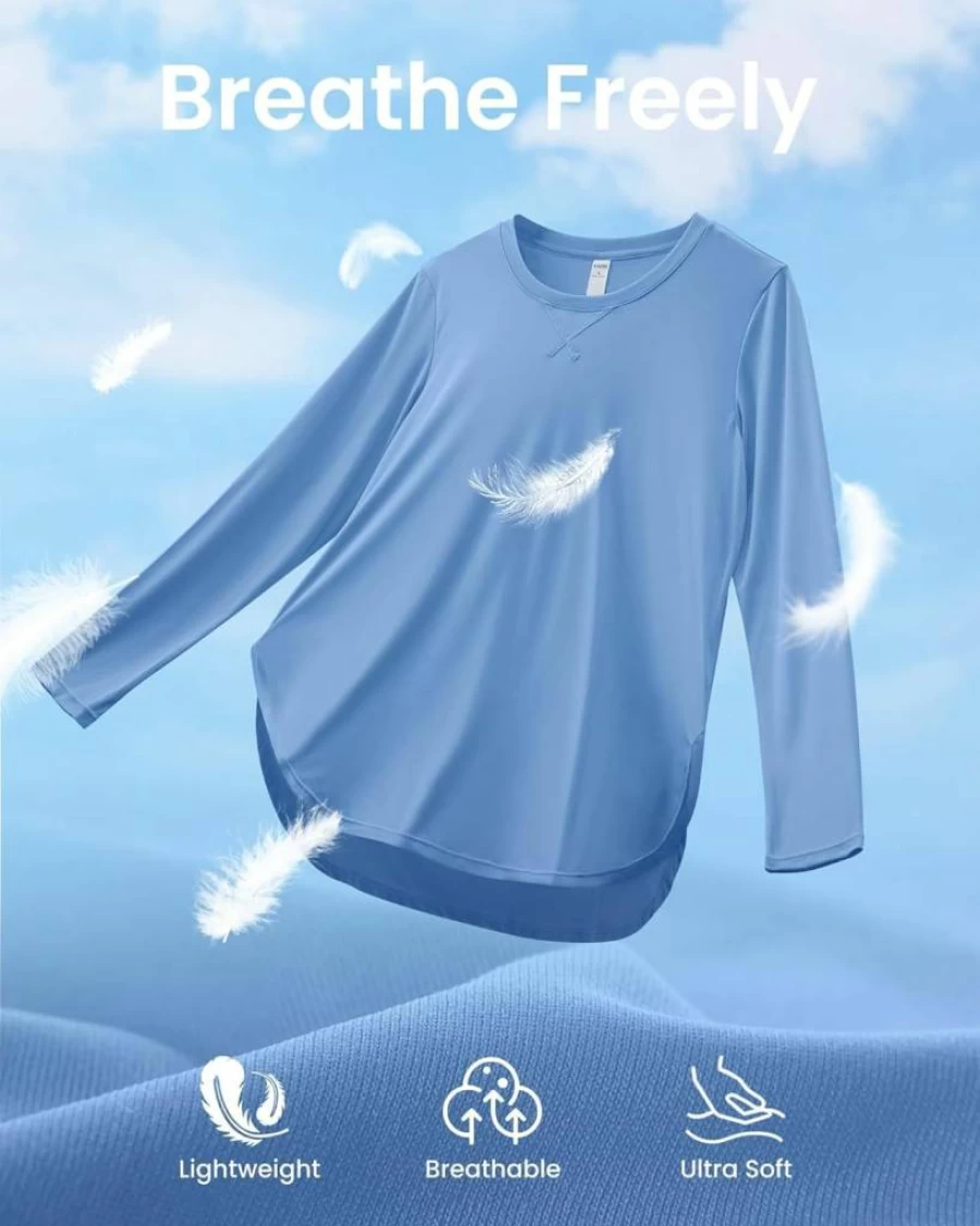 G4Free Women's UPF 50+ UV Protection Long Sleeve Sun Shirt - Quick Dry Lightweight Workout Top for Hiking, Gym & Outdoor Activities