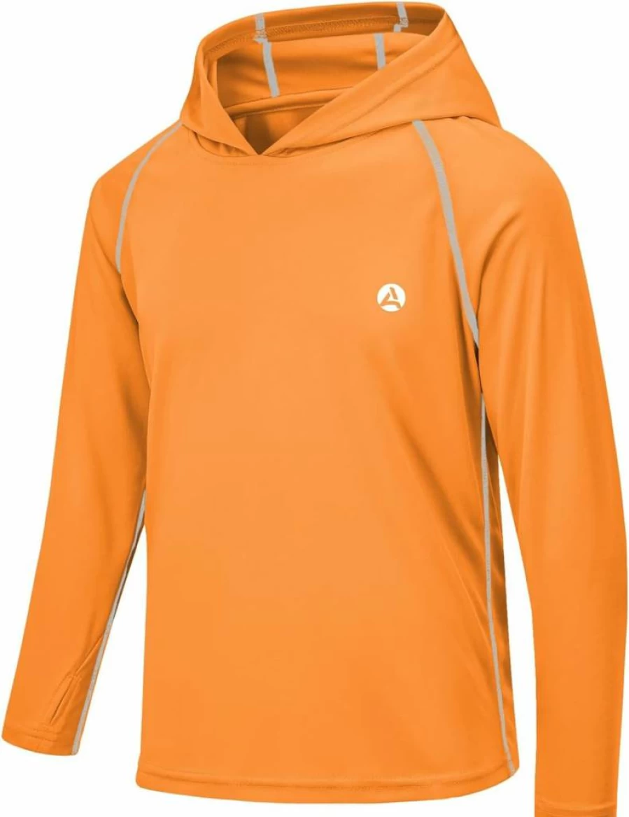 AODULO UPF50+ Sun Protection Hoodie for Boys & Girls - Long Sleeve Quick Dry Rash Guard with Thumbholes for Swimming, Hiking & Outdoor Activities
