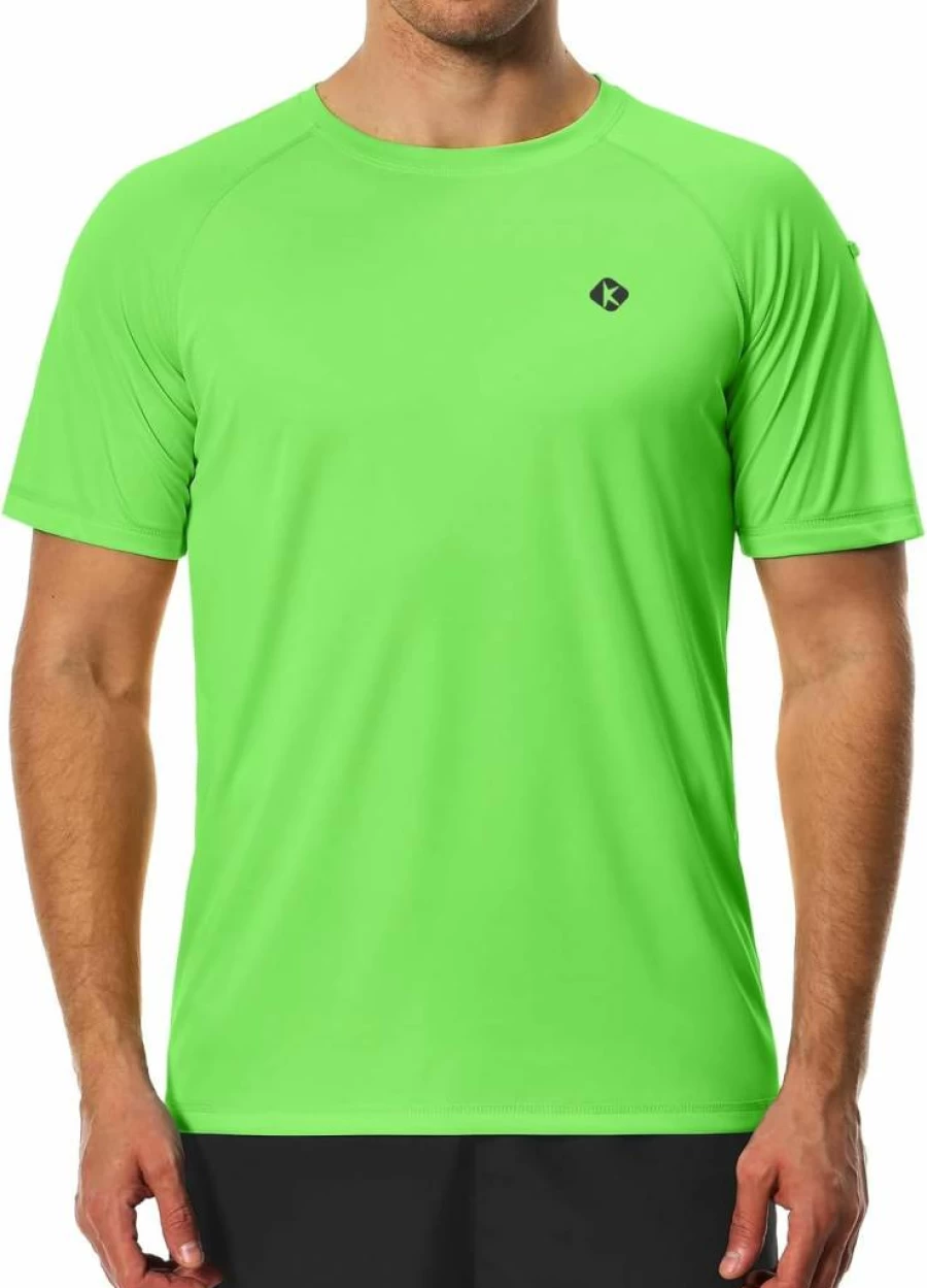 Ksmien Men's UPF 50+ Sun Protection Short Sleeve Rash Guard Swim Shirt - Quick Dry Fishing & Beach Shirt for Water Sports