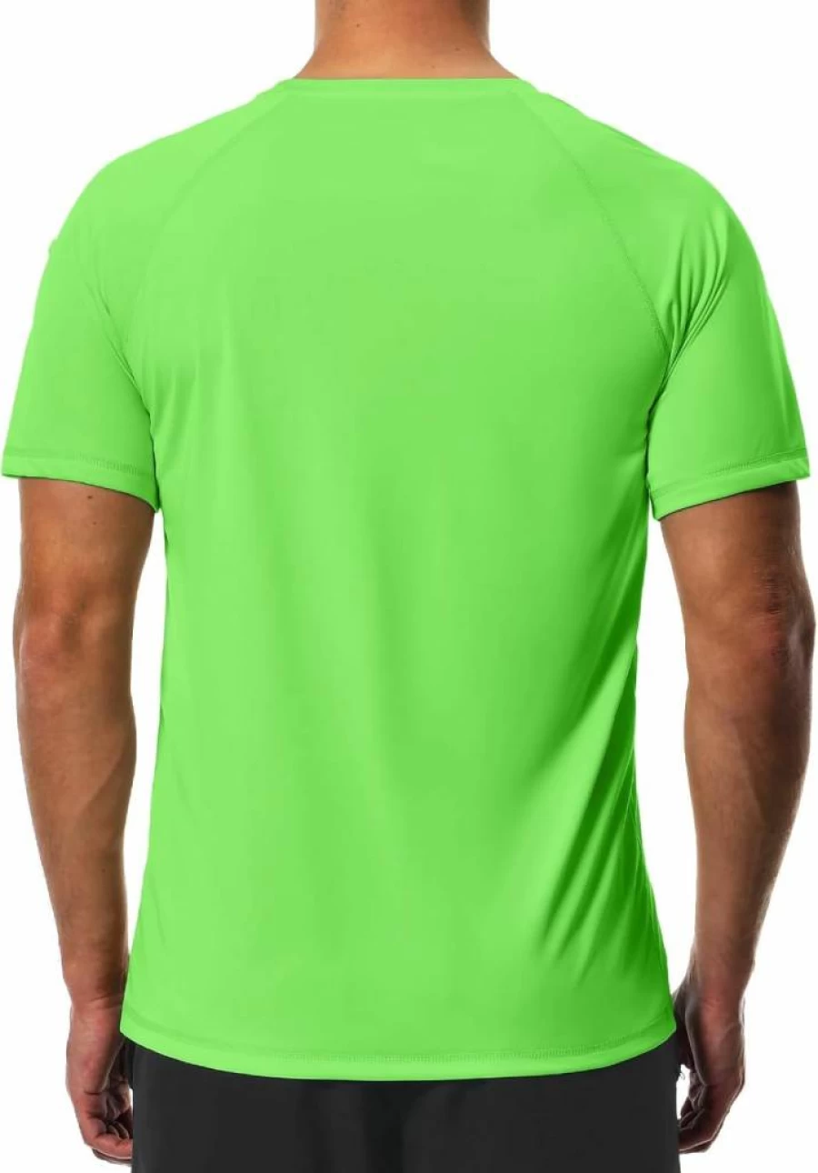 Ksmien Men's UPF 50+ Sun Protection Short Sleeve Rash Guard Swim Shirt - Quick Dry Fishing & Beach Shirt for Water Sports