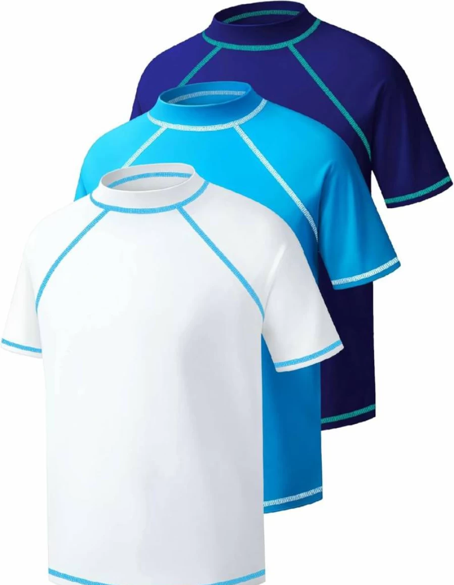 Bigant Boys UPF 50+ Sun Protection Short Sleeve Rash Guard - Quick Dry Youth Swim Shirt for Surfing, Beach & Water Activities