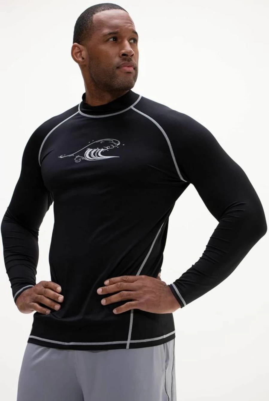 DEVOPS Men's UPF 50+ Long Sleeve Rash Guard Swim Shirt - Quick Dry UV Protection Sun Shirt for Swimming, Fishing & Beach Activities