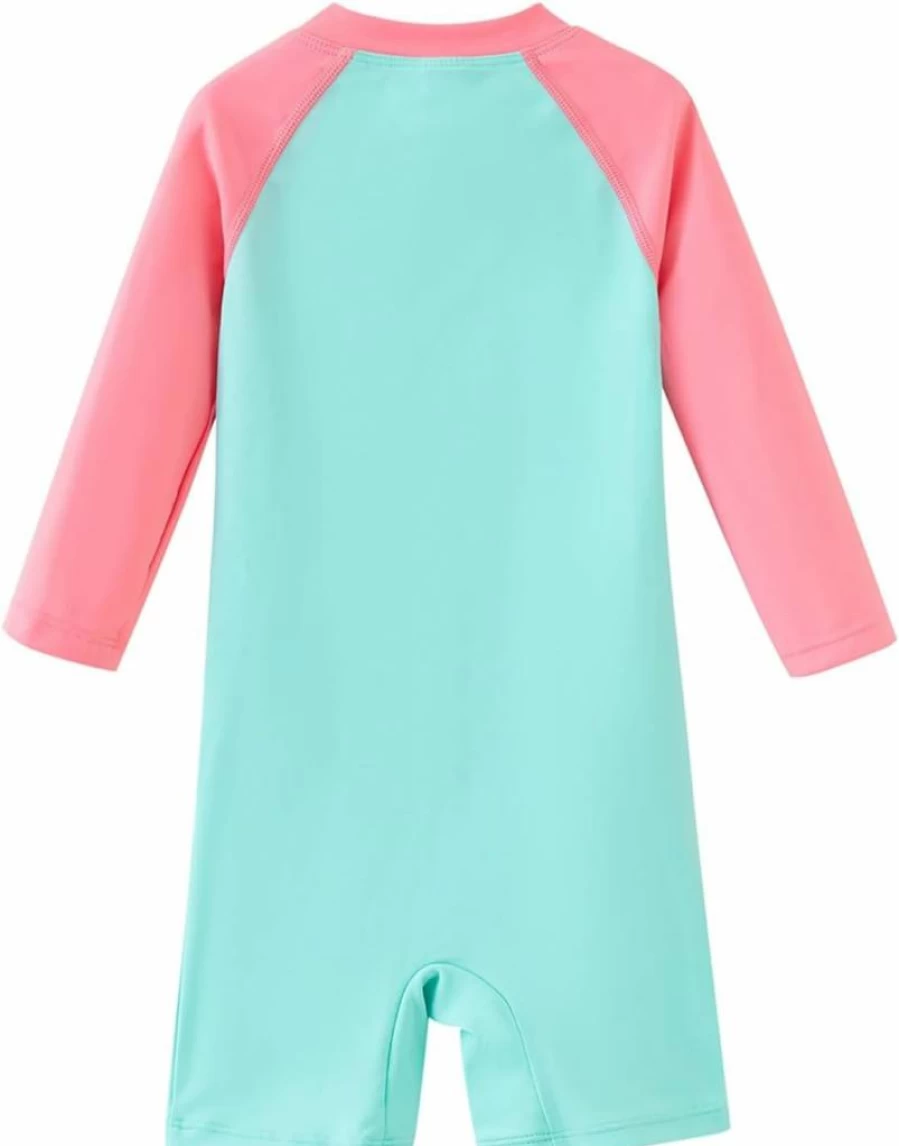 UMELOK Baby Girls' UPF 50+ Sun Protection Zip-Up Rash Guard One Piece Swimsuit